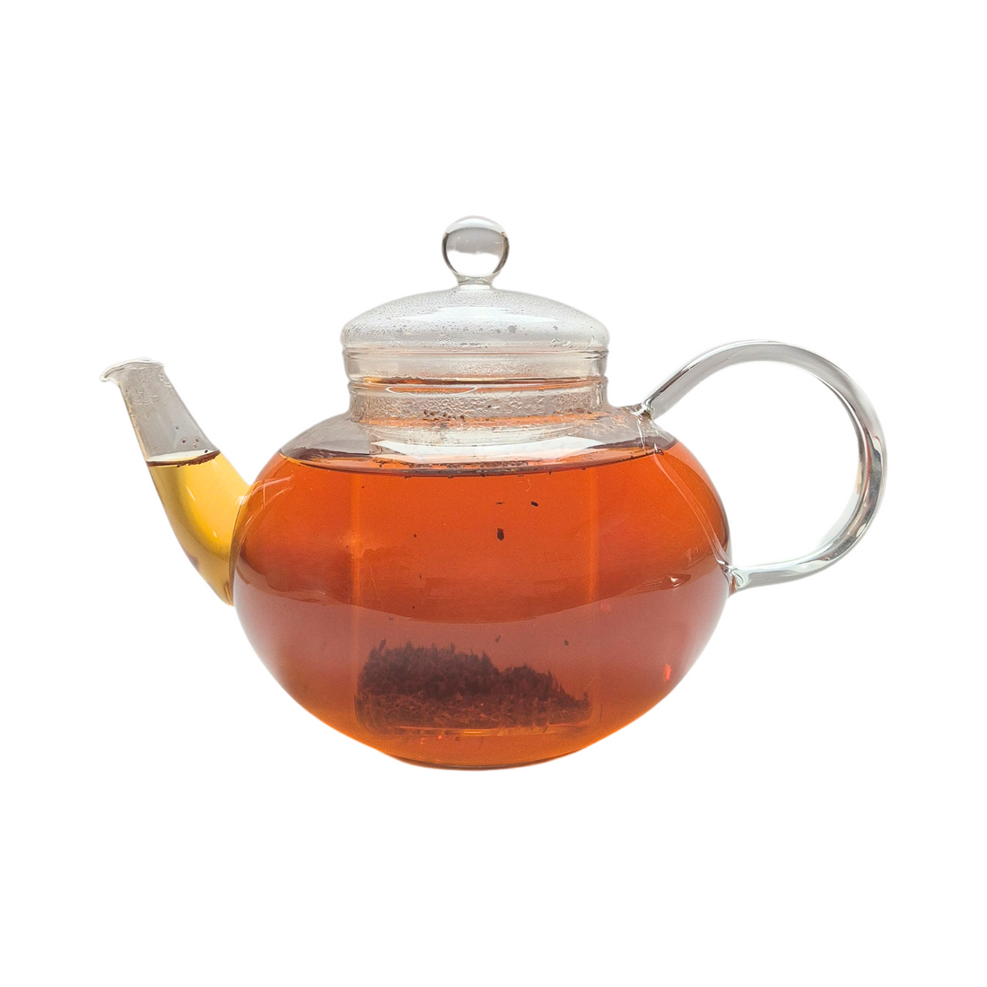 Teekanne aus Glas mit flüssigem Rooibos Tee