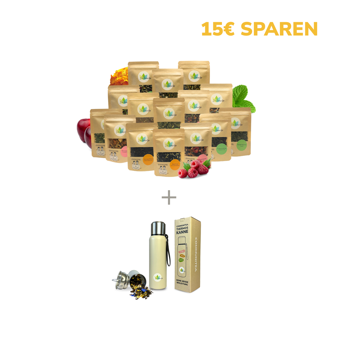 Großes BIO Tee Probier-Bundle mit Thermoskanne