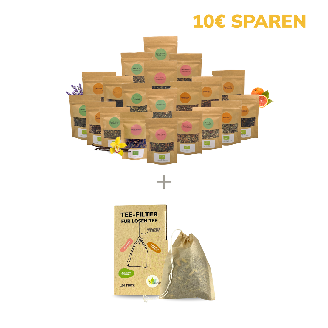 Großes BIO Tee Probier-Bundle mit Teefilter